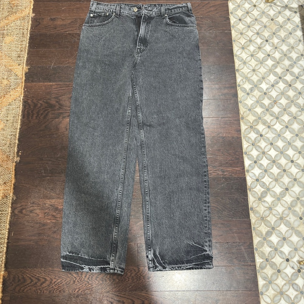 GRLFRND: FADED BLACK HIGH-RISE STRAIGHT-LEG JEANS - Picture 5 of 10